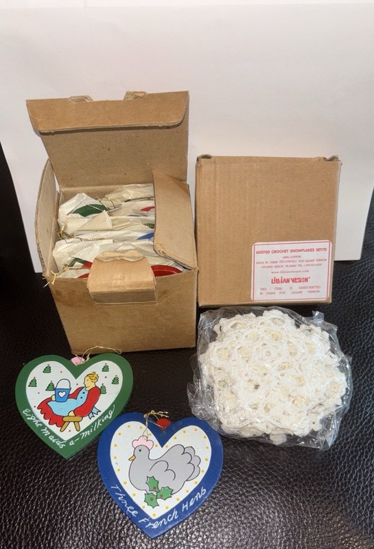 2 VTG. Sets of NEW Lillian Vernon Ornaments 12 Days of Christmas &12 Snowflakes