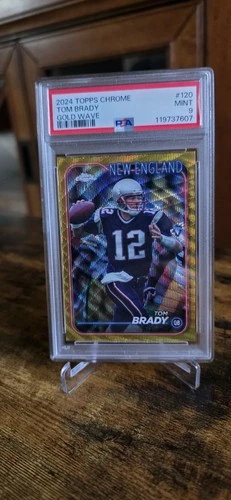 2024 Topps Chrome - Tom Brady #120 Gold Wave /50 PSA 9 Patriots