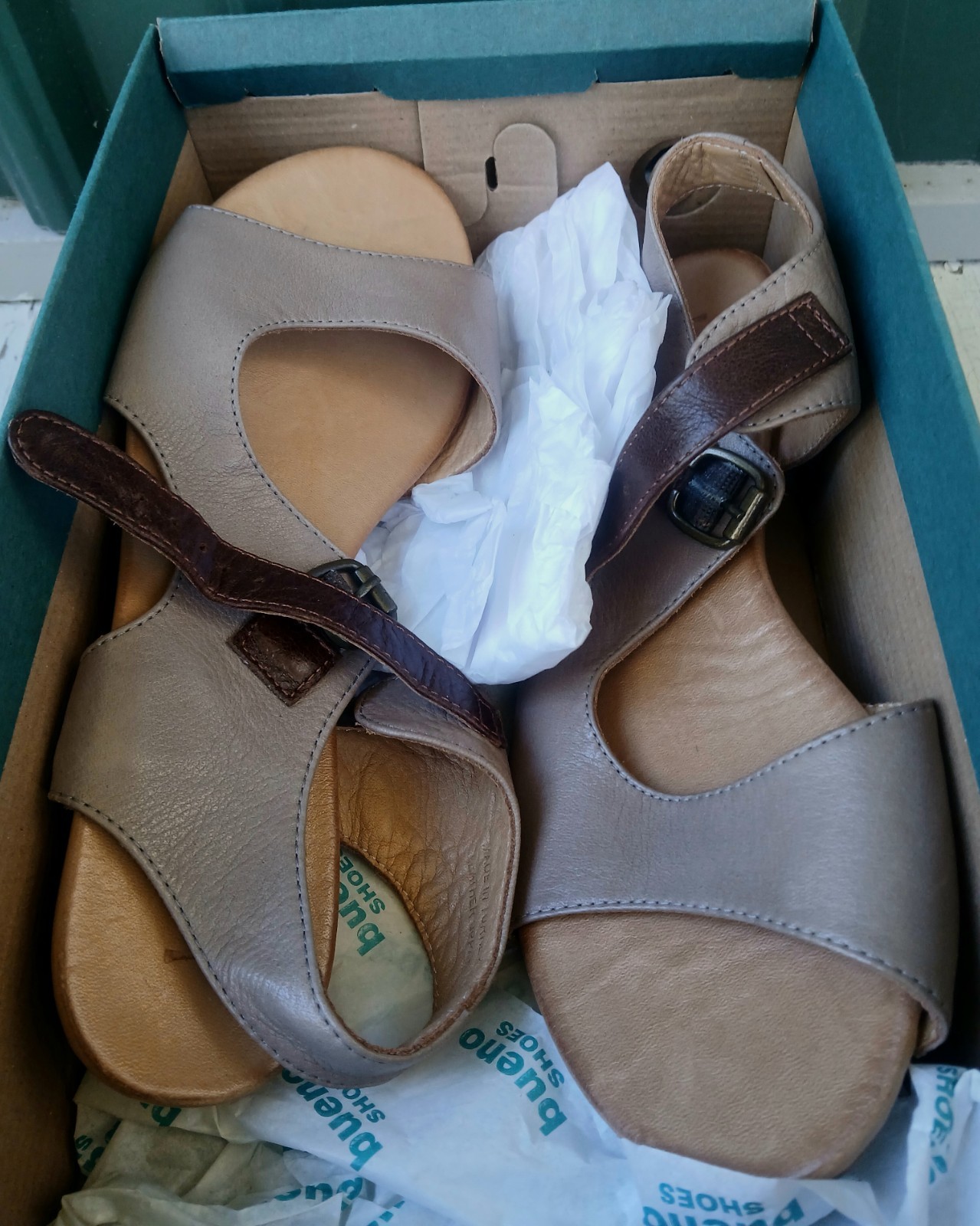 BUENO KINA GreyTaupeChocolateBrownLeatherSandalLo… - image 14