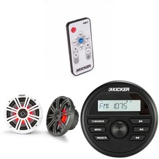 Kicker KMC2 Gauge Mount Marine Grade Receiver  45KM654L 6.5" LED Speakers w/...