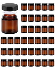 4oz Glass Jars with Lids, Hoa Kinh 40 Pack Amber Small Glass Jars with Lids
