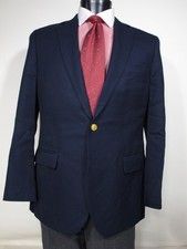 Brooks Brothers Fitzgerald Navy Blue Blazer 42R Hopsack Wool Brass Buttons