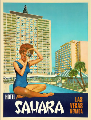 Las Vegas Hotel Sahara Vintage Travel Advertisement Poster