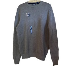 Izod Men  s Medium Gray Heather Cotton Crewneck Sweater Pullover NWT
