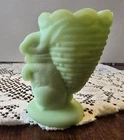 Fenton Jadeite Green Glass Bunny Rabbit Egg Cup Basket Martha Stewart Vintage