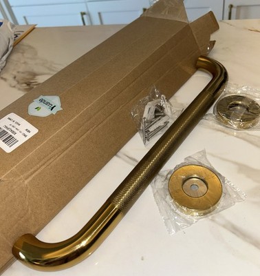 16 Inch Sturdy Brass Grab Bar by Yuande - FOUR PACK -500 lbs Capacity,Anti-Slip