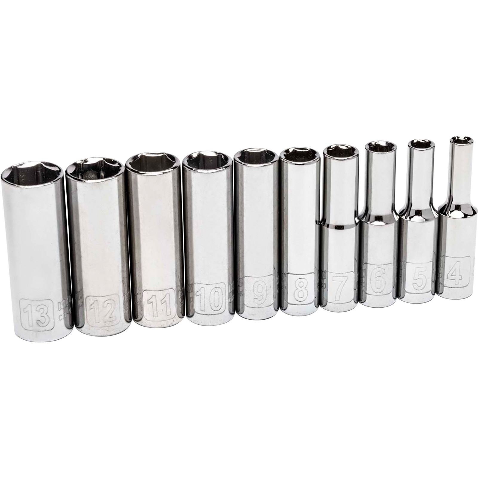 Klutch 10-Piece 1/4-Inch Drive Deep Metric Socket Set