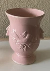Vintage 1940s McCoy Pink Bird w/Cherry Clusters Vase Faux Handles 8" Art Deco