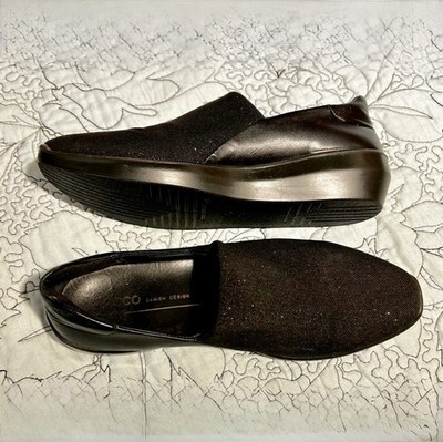  Ecco Incise Urban Slip-On Black Shoes Sparkly Women's Size 5.5 EUR 36 