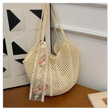 .Hot-Large Capacity Woven Bag Women's Shoulder Bags Casual Straw Wicker Woven La