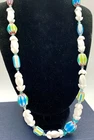 Vintage White Milk and Colorful Lampwork Art Glass Beaded Necklace Box Clasp