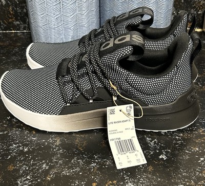 NWT Adidas Lite Racer Adapt 5.0 Black White Mens Wide Width Running Shoes HR1798