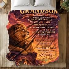 Grandson Lion Family Quote Coral Fleece Blanket Family Gift
