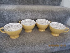 Tesco Kosmo Mug Cup Yellow & Grey Patterned X 4