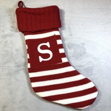 Wondershop Monogram Christmas Stocking Letter S Initial Striped w/ Pocket Target