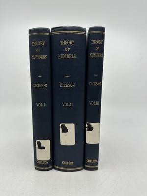 1952 History of The Theory of Numbers Leonard Eugene Dickson 3 Vol Set Chelsea