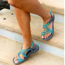 Skechers Reggae-Loopy Aqua Gray Sandals - Comfort, Sporty Casual, Outdoor Ready