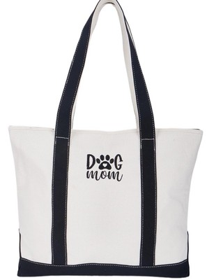 DOG MOM CUTE EMBROIDERED CANVAS TOTE BAG GREAT GIFT - BRAND NEW!