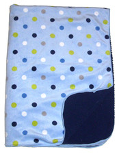 Just Born Green White Navy Blue Polka Dot Baby Blanket Sherpa Security Lovey