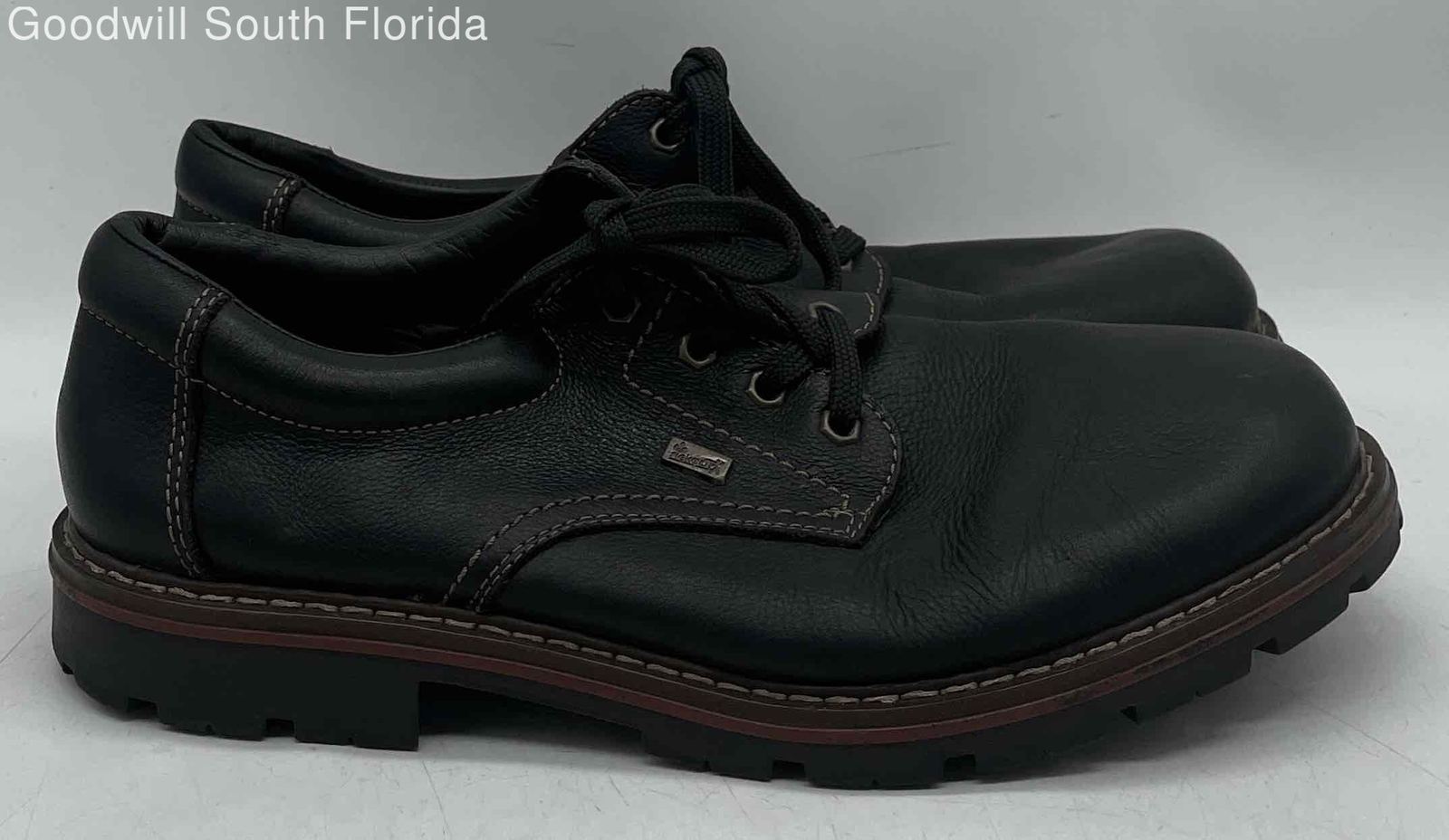 SAOLA Scarpe derby uomo Rieker nere in pelle punta tonda stringate taglia 43