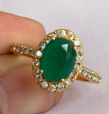 Engagement ring Columbian Oval Cut Emerald Ring 925 Sterling Silver Jewelry