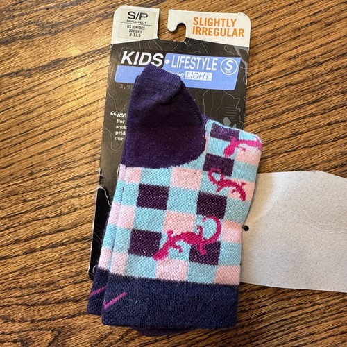 DARN TOUGH JR. KIDS Lifestyle Micro Crew Light Purple Pink Blue Lizard SMALL