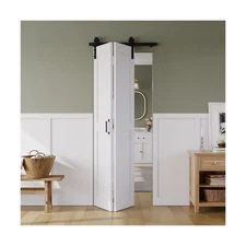 Bifold Barn Door 32" x 84", MDF Bi-Fold Sliding Closet Doors with Hardware Ki...