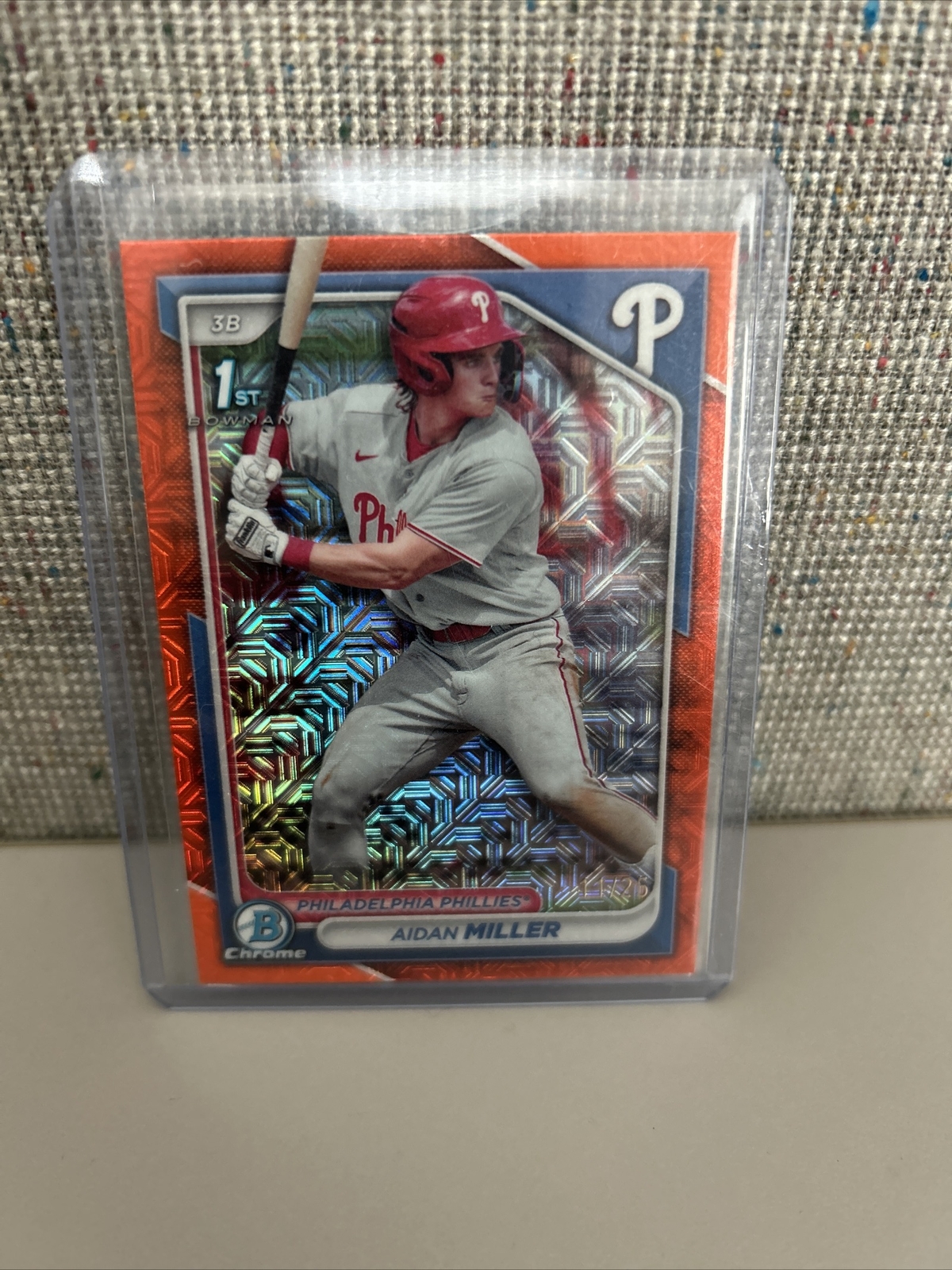 2024 Bowman Chrome Aidan Miller FBC Orange Mega Mojo Refractor #BCP-27 SN/25 PHI