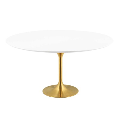 Modway Lippa 60'' Round Wood Dining Table in Gold/White -EEI-3229-GLD-WHI