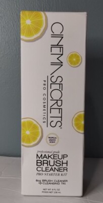 Cinema Secrets Makeup Brush Cleaner Pro Starter Kit 8oz + Tin, Lemon - New w/Box
