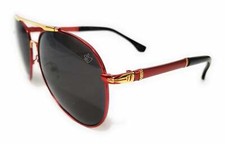 Advanced Aviator Polarized Sunglasses HD Lens Red Frame-Black Lens Gold Highligh