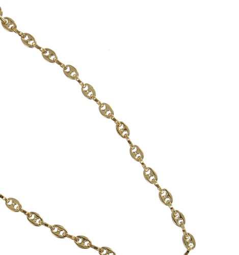 Tie Chain Fancy Link Yellow Gold Button Hole Attachment USA 7.5" - 第 3/5 張圖片