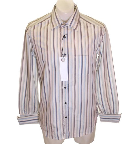 New Men's Authentic Full Circle Hurries Long Sleeve Striped Shirt New XL Medium - 第 1/2 張圖片