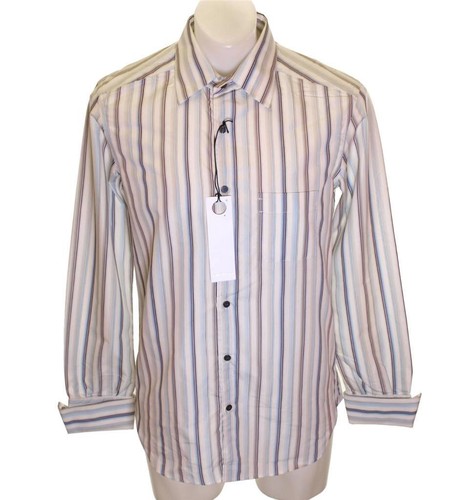 Neuf Homme Authentique Full Circle Hurries Manches Longues Rayé Chemise XL M - Photo 1/2