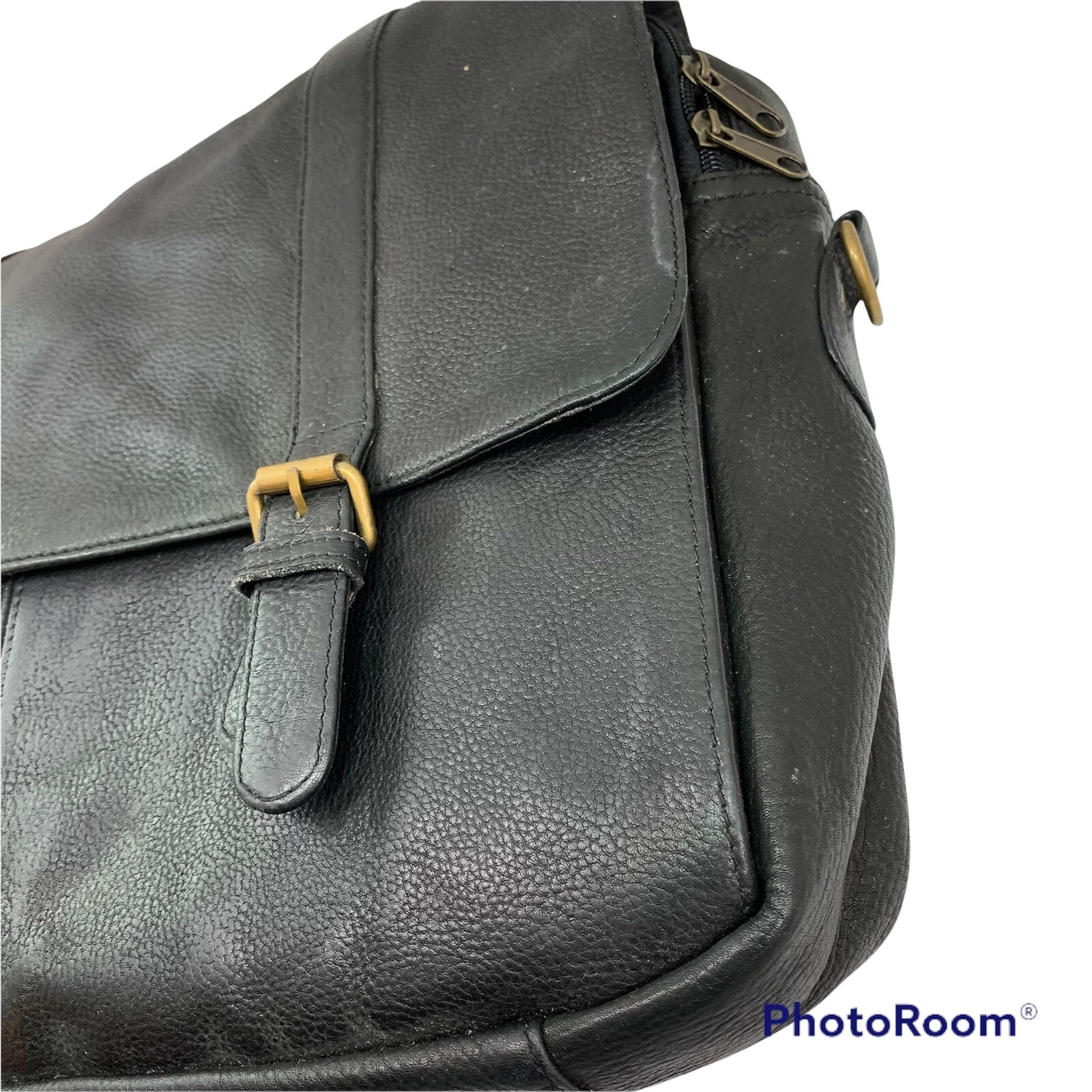 Wilson Briefcase Black Pebble Leather Vintage 15x12x5” Gem