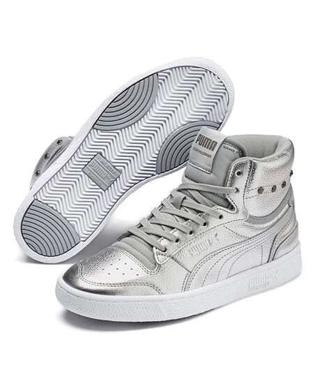 Puma Ralph Sampson High Rise Silver Mid Glitz Leather Sneaker 7-9 | eBay