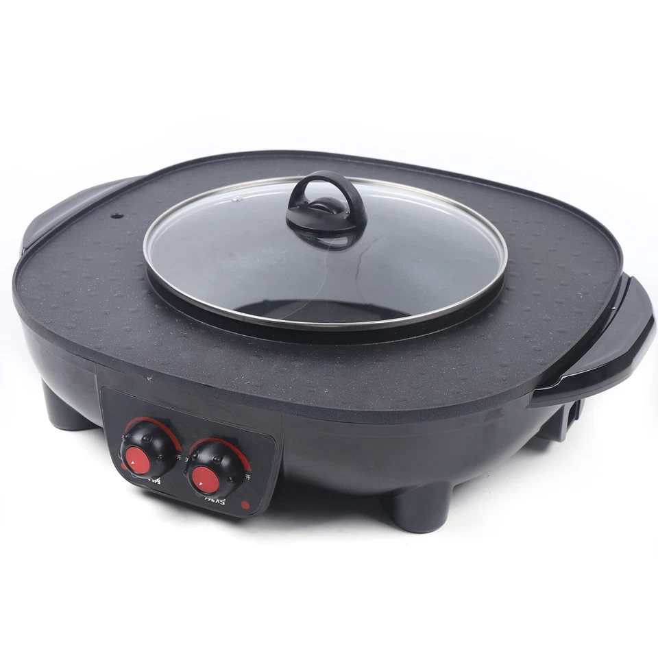 Electric Grill Hot Pot Oven Grill Pan Smokeless Grill Maker + Pot Lid - Image 4 of 4