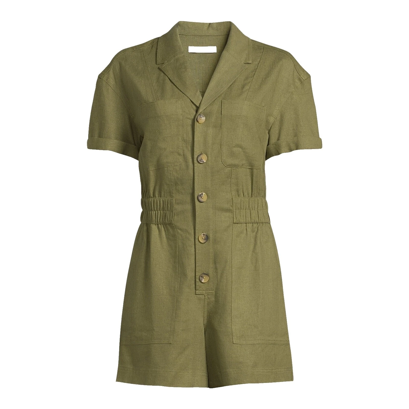 Linen Blend Solid Regular Size Romper Jumpsuits & Rompers for Women