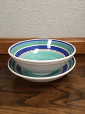 LA PAVONI SWIRLED MULTICOLOR SERVING BOWL & PLATE