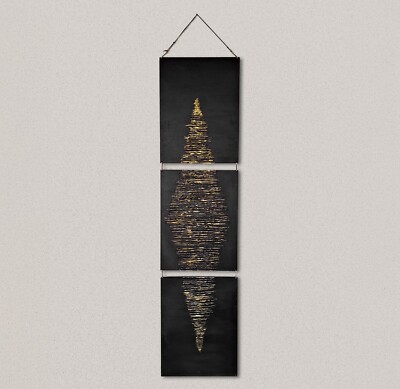Nocturnal Pulse Holztafeln 3er-Set Triptychon, handgefertigtes Unikat  30x135 cm