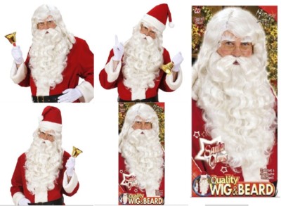Super Deluxe Weihnachtsmann Set. Perücke, Bart, Schnurrbart & Augenbrauen Weihnachtsmann 