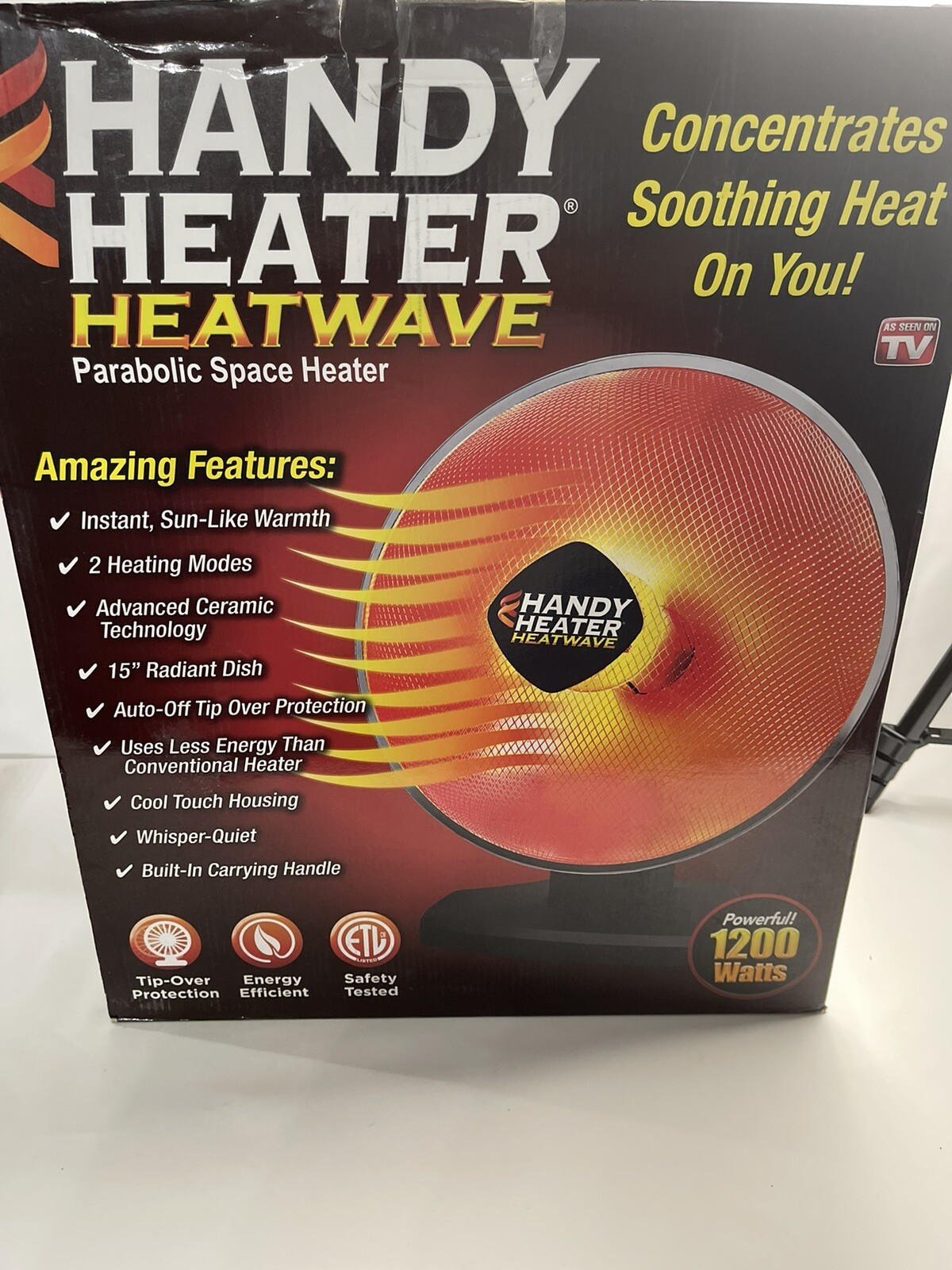 Ontel Handy Heater Heatwave Parabolic Space Heater with Ceramic Heating  735541181207 | eBay