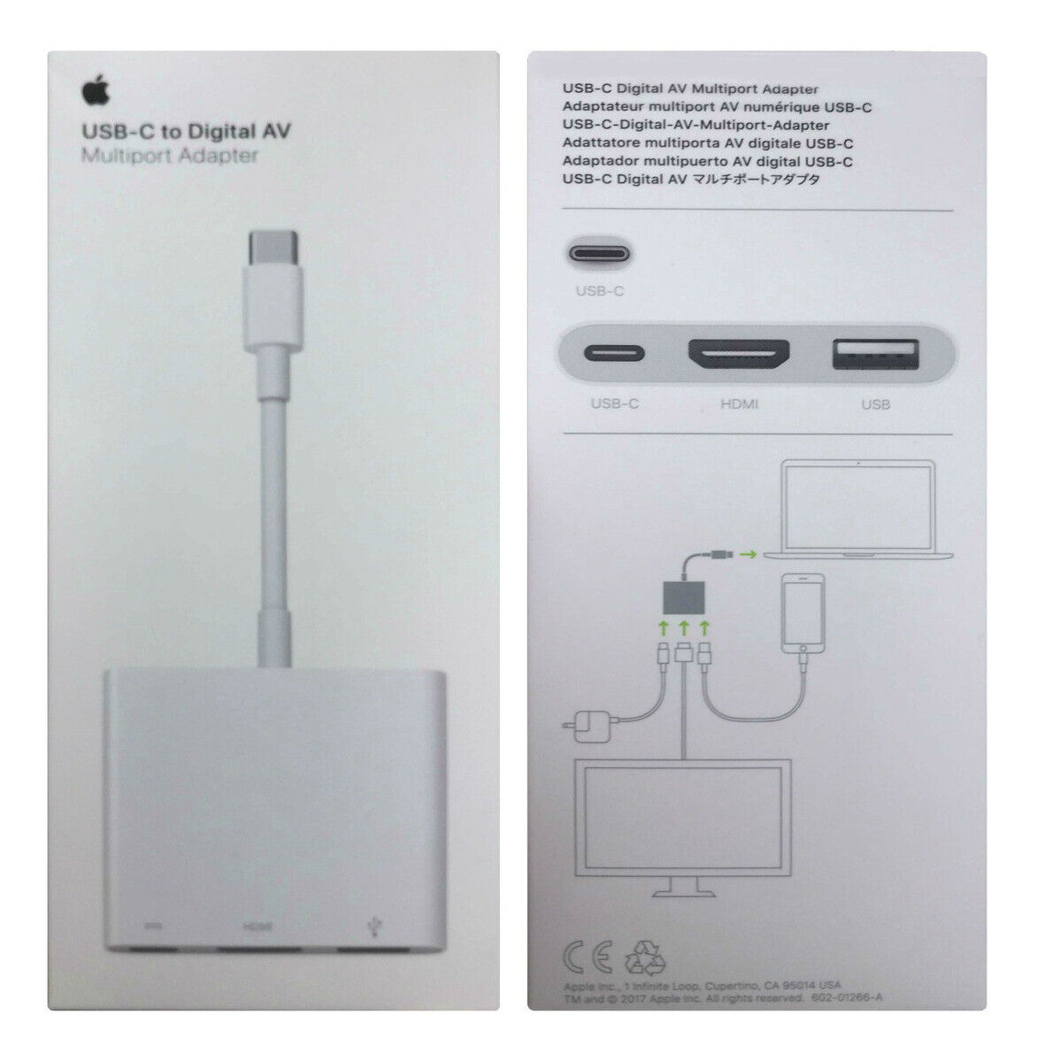 Apple MJ1K2AM/A Lightning to HDMI, USB-A, and USB-C Multiport