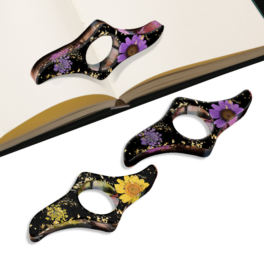2 Pcs Resin Dried Flower Book Page Holder for Reading Thumb Bookmark Book Opener