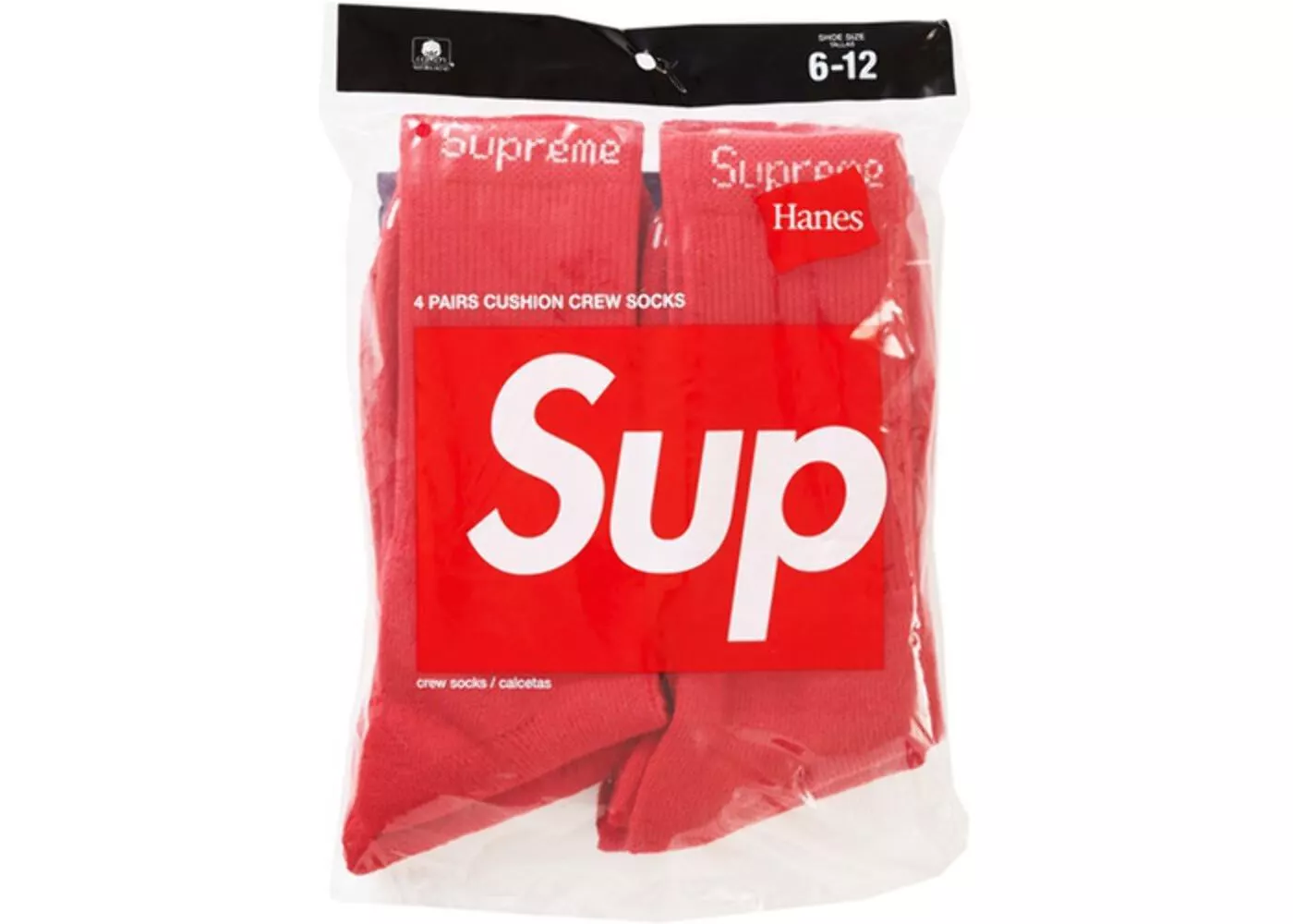 Chaussettes Supreme Hanes (lot de 4) rouges