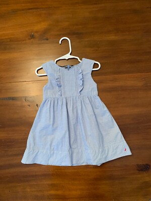 Nautica Size 24M / pinstripe dress ruffle front / Summer casual / Blue White