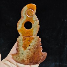 China jade,collectibles, manual sculpturependant,Ancient dragon axe statue 3481