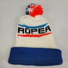 Roper Toque Vintage Winter Hat Blue Red White Pom-Pom Ski Knit Cap