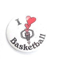 I Love Heart Basketball Button Pin