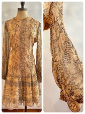 Vintage 1960s Joseph Magnin dress bishop sleeve mod retro gogo snakeskin